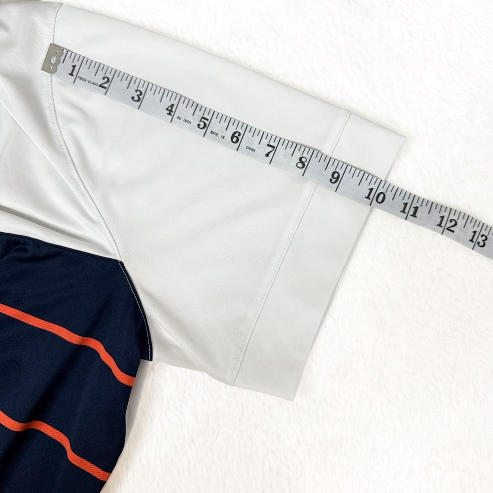 Nike UVA Virginia Cavaliers Polo Shirt Men's XL White Navy Orange Striped Golf - Picture 8 of 9